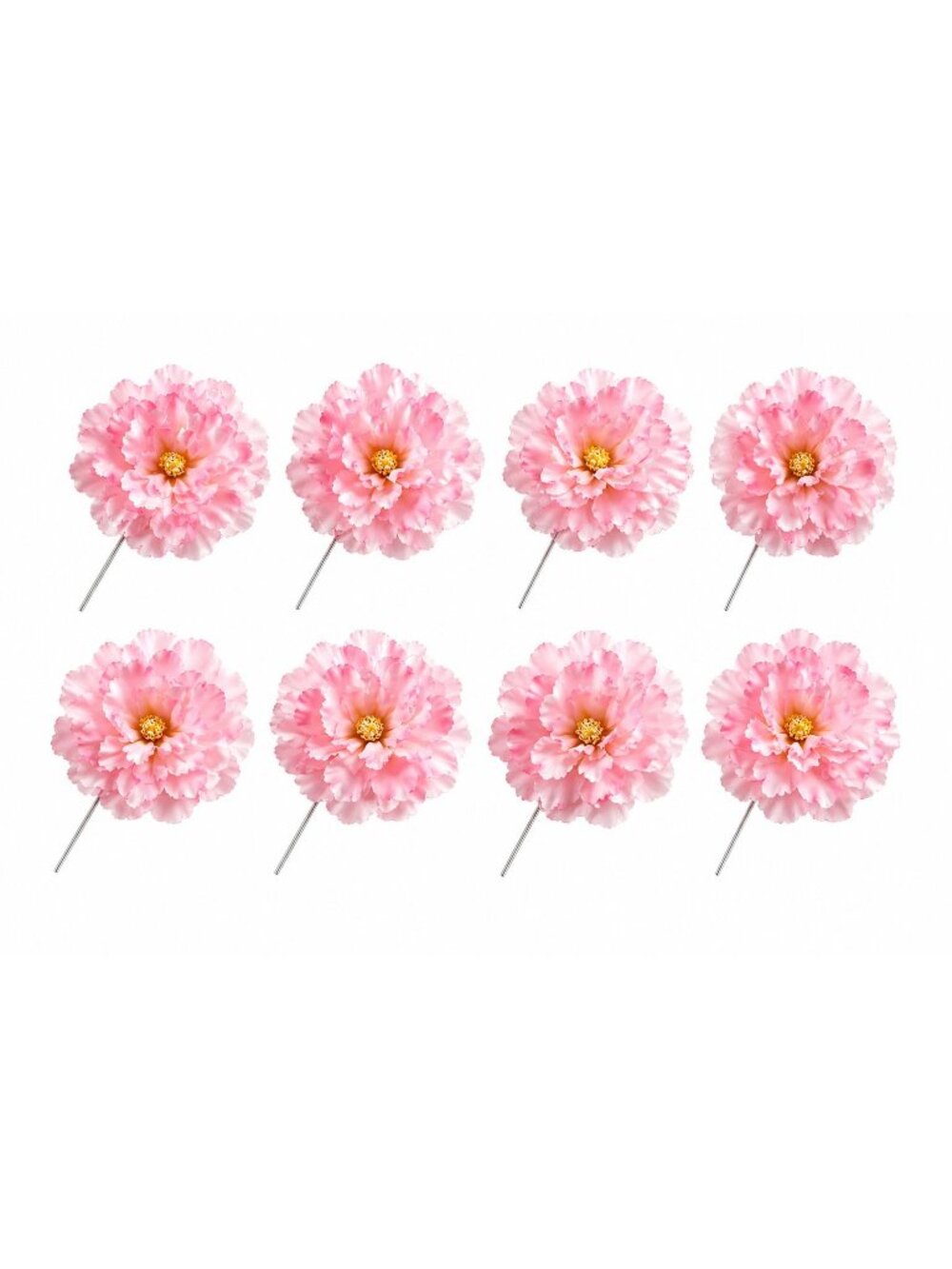Blush Pink Peony Flower Picks Set of 8 Soft Pink Blooms Wired Floral for Wreaths